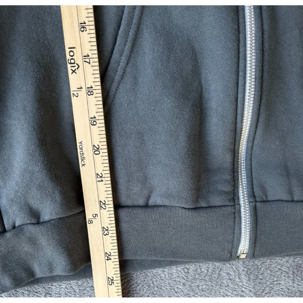 American Apparel Men's Full-Zip Hoodie Paper Plane Grey‎ Size Medium Y2K - Picture 5 of 6